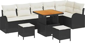 vidaXL Kerti Kanapé Szett párnával 9 pcs Fekete polirattan
