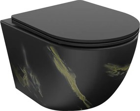 Mexen Lena Rimless WC csésze karcsú, lassan csukódó duroplast üléssel, fekete kő - 30224098