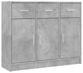 betonszürke szerelt fa tálalószekrény 91x28x75 cm