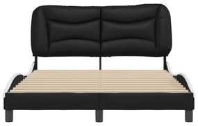 fekete és fehér műbőr ágykeret fejtámlával 120 x 200 cm