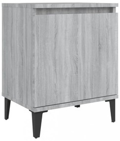 szürke-sonoma színű éjjeliszekrény fémlábakkal 40 x 30 x 50 cm