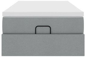 Ottomán ágykeret matraccal világosszürke 80x200cm szövet