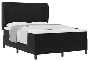 Boxspring Ágy Matresszel Fekete 140x200 cm Bársonyos