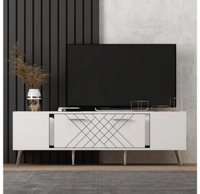 TV asztal/szekrény Tunini (fehér + ezüst) . Akció -20%. 1095249