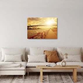 Kép a hídról napnyugtakor (üvegen) (70x50 cm)
