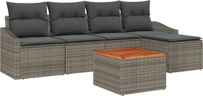 vidaXL Kerti Kanapé Szett párnával 6 pcs Szürke polirattan