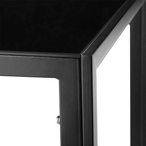 Étkezőasztal szett 4 db kárpitozott szék üveg asztallap fekete BC FUR-138-258-BLACK