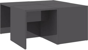vidaXL 4 db magasfényű szürke szerelt fa dohányzóasztal 33x33x33 cm