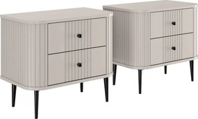 Vesper éjjeliszekrény szett 56 cm - kasmír / fekete lábak
