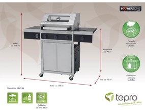 Tepro 3314 Keansburg 3 Special Edition gázgrill, 3égővel, 128 x 62 x 118 cm