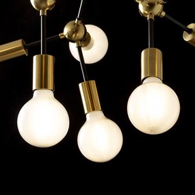 RENDL ARTEMIA 9 stropní černá česaná mosaz 230V LED E27 9x15W