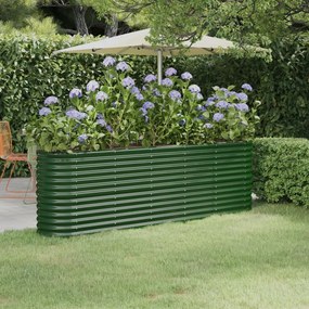 Zöld porszórt acél kerti magaságyás 224x40x68 cm