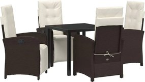 vidaXL Kert étkező szett párnával 5 pcs Barna polirattan