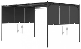 vidaXL antracitszürke kerti pavilon oldalfüggönnyel 4 x 3 x 2,25 m