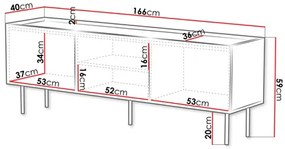 TV szekrény Grotzi 165 3D (fehér + fekete)  . 1106220