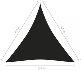 fekete háromszögű oxford-szövet napvitorla 4,5 x 4,5 x 4,5 m