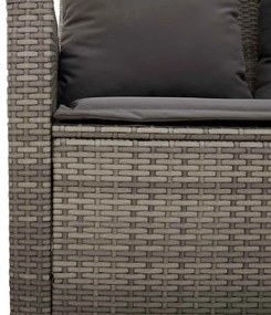 3 személyes szürke polyrattan kerti kanapé asztallal&amp;párnával