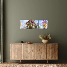 Kép - mézeskalács ház (órával) (90x30 cm)