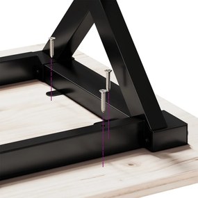 tömör fenyőfa és öntöttvas dohányzóasztal X-vázzal 50x50x35 cm