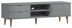 MOLDE szürke tömör fenyőfa TV-szekrény 158 x 40 x 49 cm