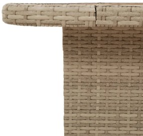 bézs polyrattan és akácfa kerti asztal 90 x 55 x 71 cm