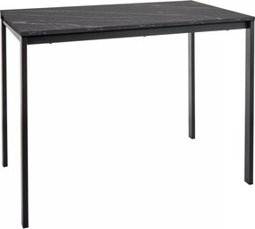 AKCIÓ Fekete étkezőasztal RAMOD 100x60 cm, márvány dekoráció II. osztály