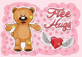 Maci Free hugs poszter, fotótapéta, Vlies (104 x 70,5 cm)