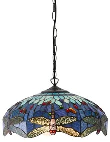 Endon 64080 - Láncra akasztott Tiffany DRAGONFLY csillár, 3xE27/60W/230V, átmérő 41 cm