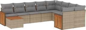 vidaXL 10 részes bézs polyrattan kerti ülőgarnitúra párnával