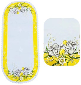 Húsvéti terítő Nyuszik sárga 50x110cm TiaHome
