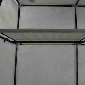 szürke szövet ruhaszekrény rekeszekkel és rudakkal 150x45x175cm
