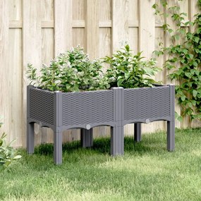 vidaXL kékszürke PP rácsos kerti ültetőláda 80 x 40 x 42 cm