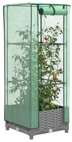 Rattan megjelenésű magaságyás melegháztakaróval 40x40x123 cm