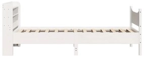 fehér tömör fenyőfa ágykeret fejtámlával 100 x 200 cm