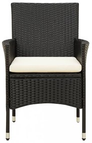 vidaXL 9 részes fekete polyrattan kültéri étkezőszett párnákkal