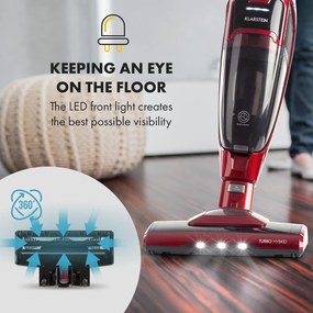 Klarstein TurboHybrid, porszívó, padló- és kézi porszívó, metál piros