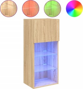vidaXL sonoma tölgy színű TV-szekrény LED-lámpákkal 40,5x30x90 cm