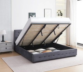 Ágy tárhellyel, 160x200, szürke, MINDY