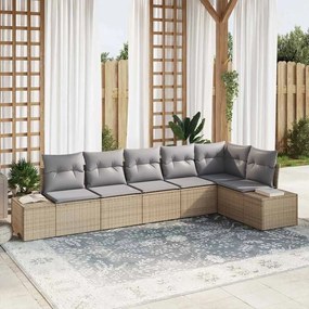 Kerti Kanapé Szett párnával 6 pcs bézs és szürke Poli rattan