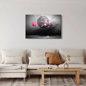 Rózsaszín absztrakt gömbök képe (90x60 cm)