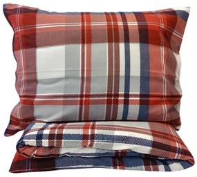 Karo piros flanel ágyneműhuzat 200x140cm+90x70cm TiaHome