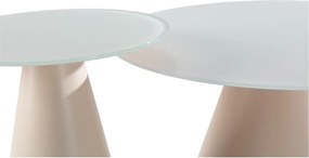 Krémszínű kerek dohányzóasztal szett 2 db-os üveg asztallappal ø 80 cm Vida – MOME