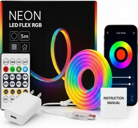 Led Szalag 5M Neon Rgbic Szivárvány Effekt Bluetooth Alkalmazás Távirányító Szett Usb 5V