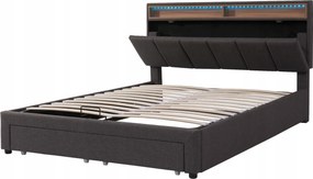 Kárpitozott ágy Led világítással , tároló fiókkal 140x200cm