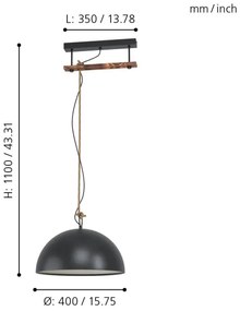 Eglo 43396 - HODSOLL függeszték kábellel 1xE27/40W/230V