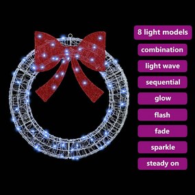 Koszorú 60 LED-del Hideg feher 75 cm Akril