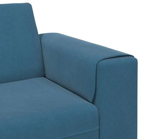 Kanapé Szett 3 pcs Kék Bársony