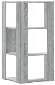 3 szintes szürke szerelt fa sarok könyvespolc 50 x 50 x 102 cm