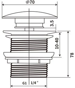 COMAD CLICK-CLACK T201M-B12-3-Mosdó bűzzáró CLICK-CLACK átm. 7 cm matt fekete