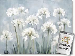 Fotótapéta Flizelina Természet Kert Virágágyás Fehér Virágok Agapánt 208x146 ragasztó